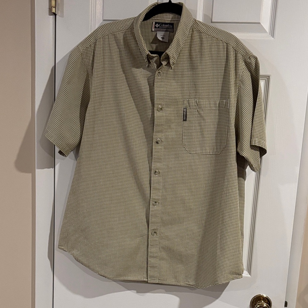 Columbia Men's Green Gingham Casual Short Sleeve Shirt size XXL